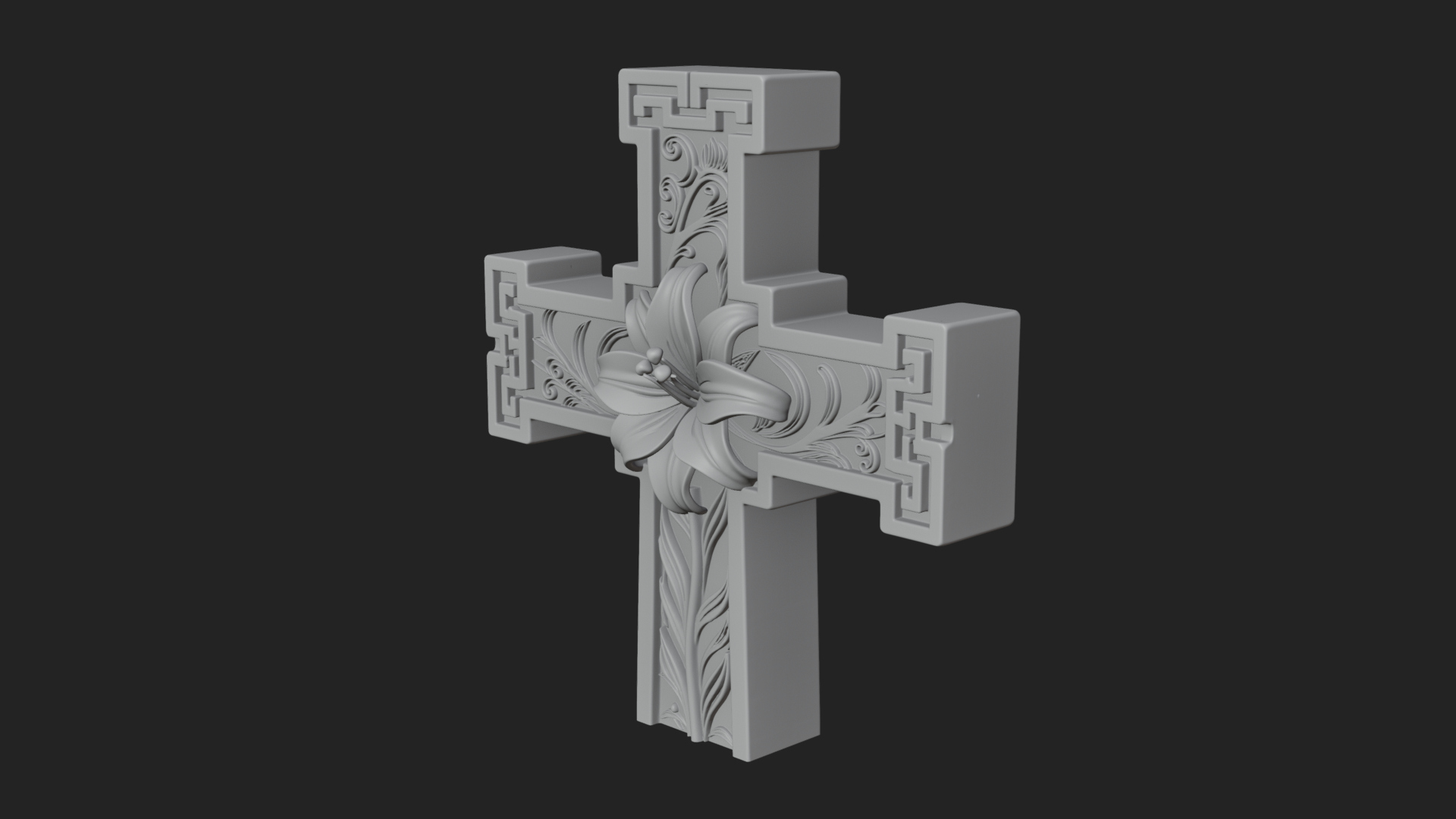 Carved Relief Wall Cross Design 590 3D Print Model 3D Model
