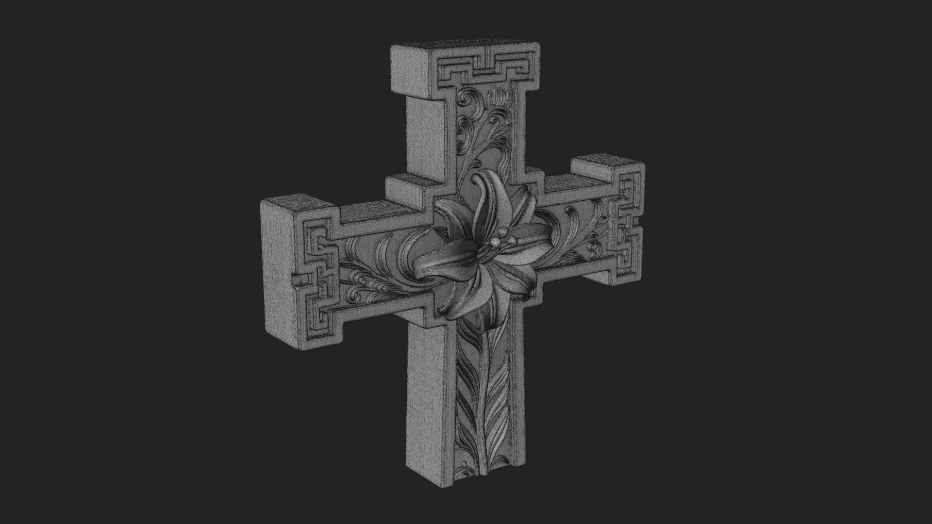 Carved Relief Wall Cross Design 590 3D Print Model 3D Model