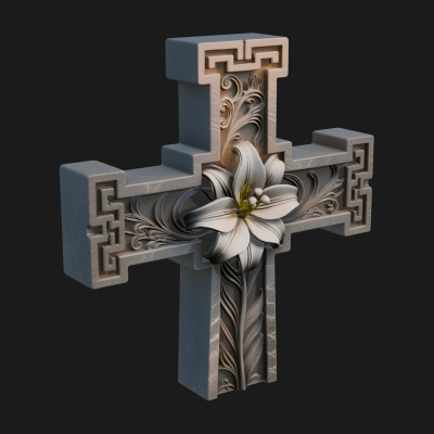Carved Relief Wall Cross Design 590 3D Print Model