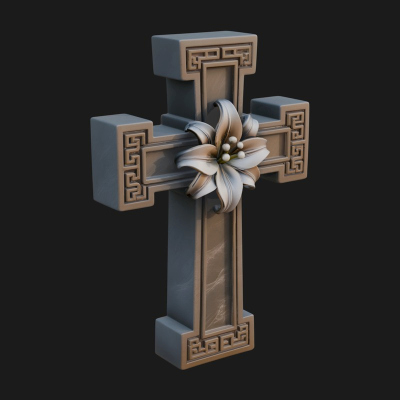 Carved Relief Wall Cross Design 591 3D Print Model