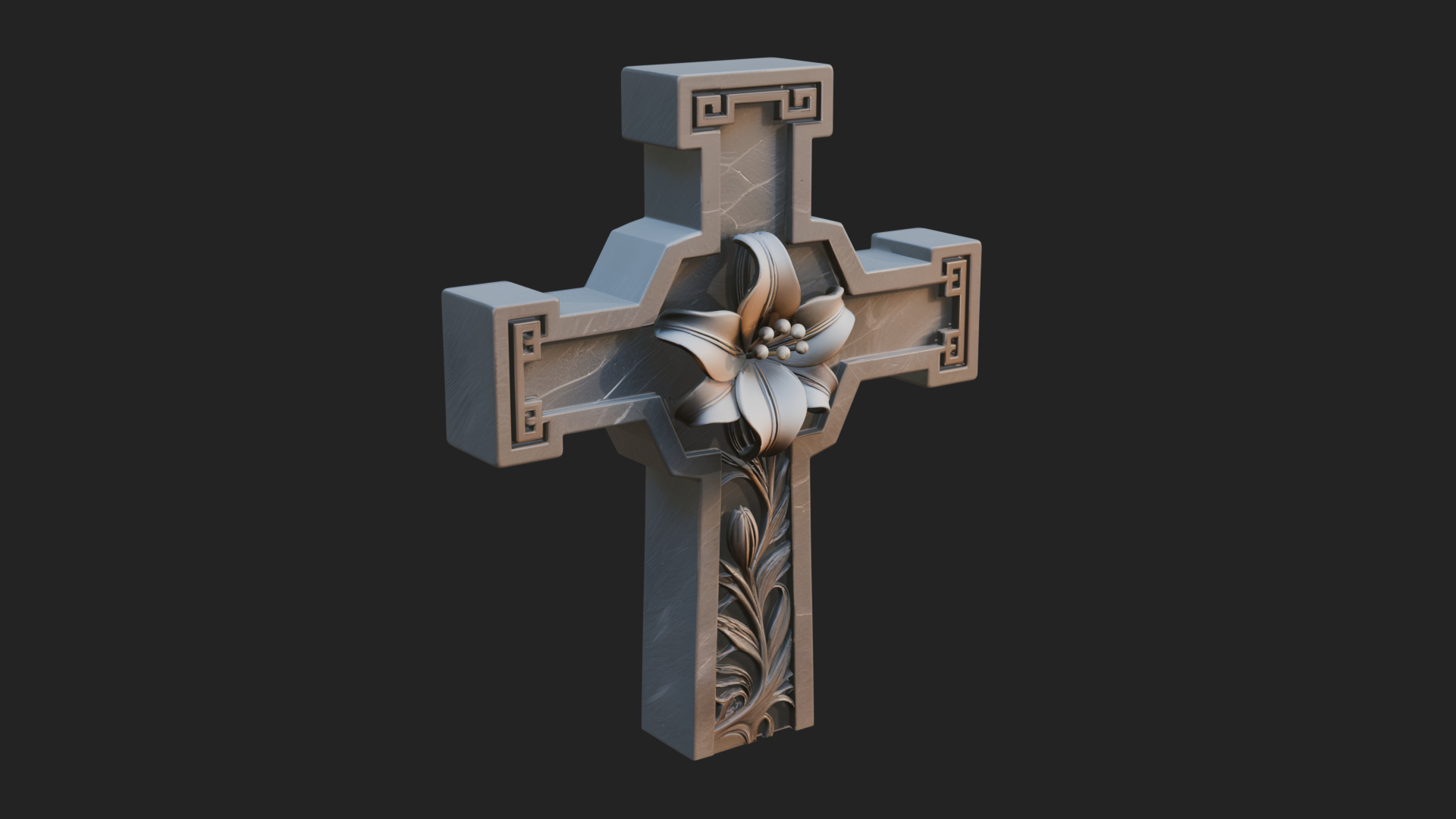Carved Relief Wall Cross Design 592 3D Print Model 3D Model