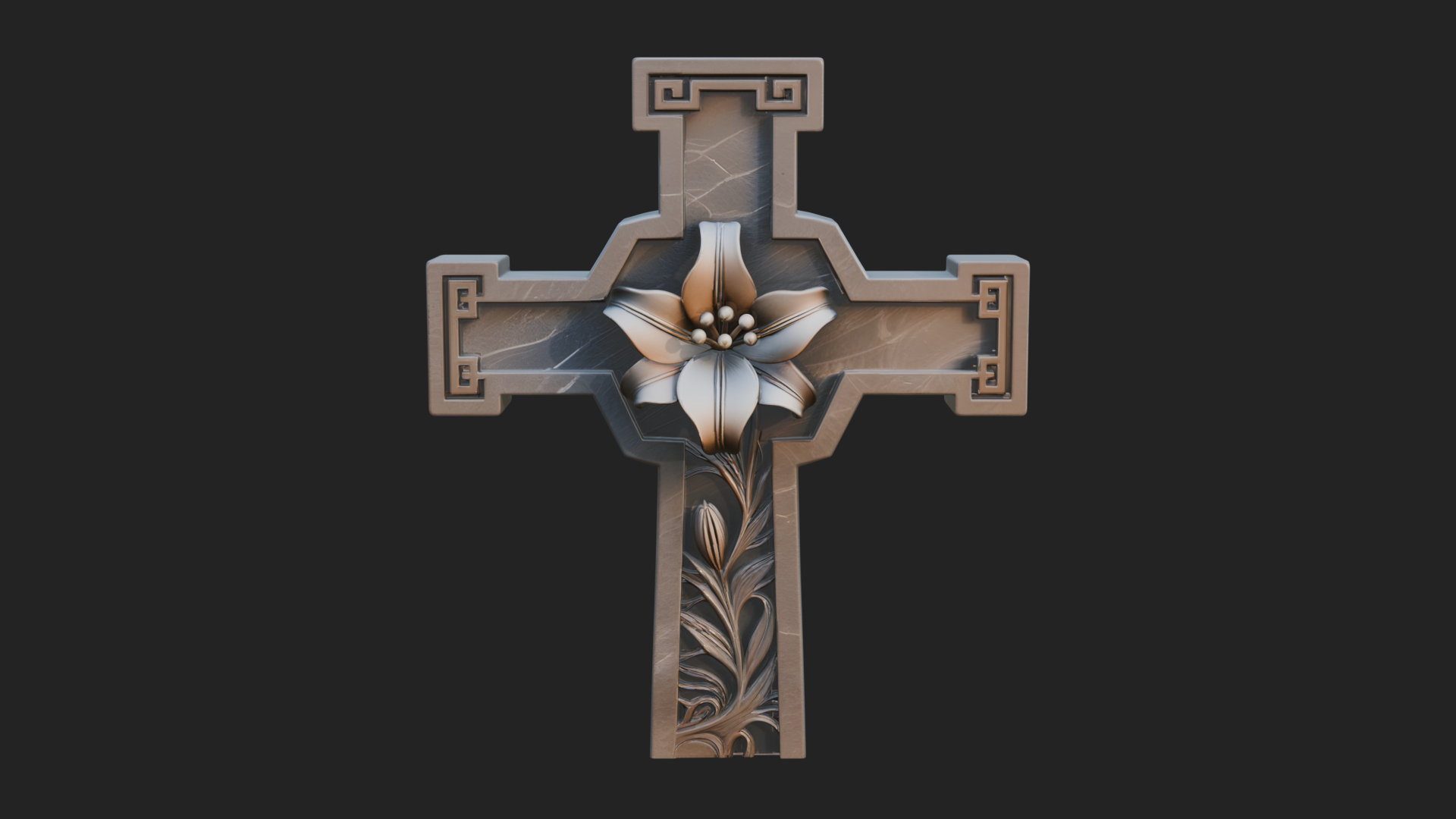 Carved Relief Wall Cross Design 592 3D Print Model 3D Model