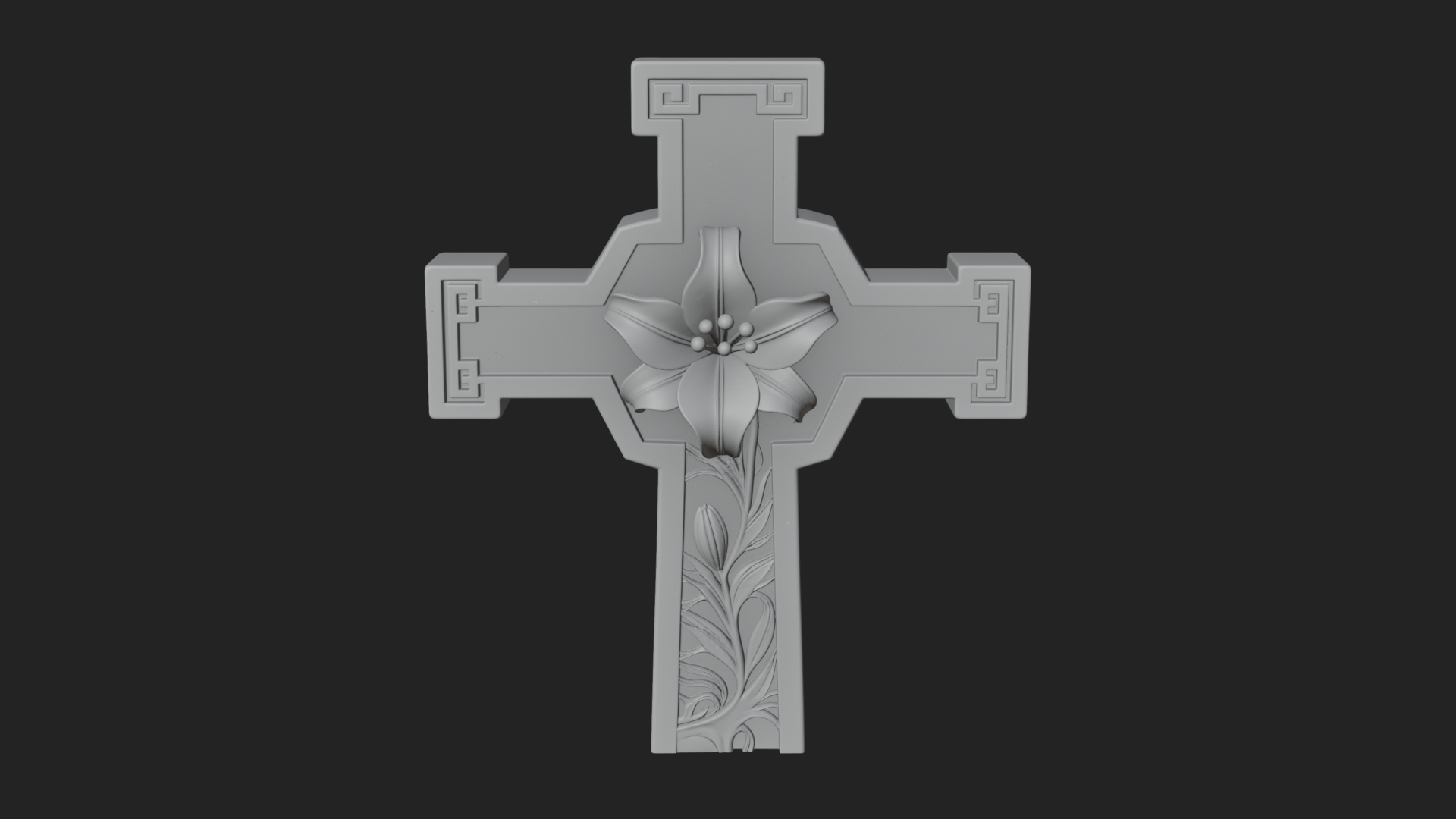 Carved Relief Wall Cross Design 592 3D Print Model 3D Model