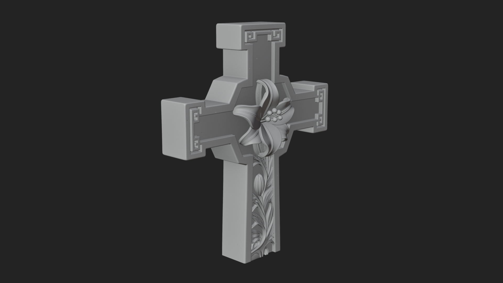 Carved Relief Wall Cross Design 592 3D Print Model 3D Model