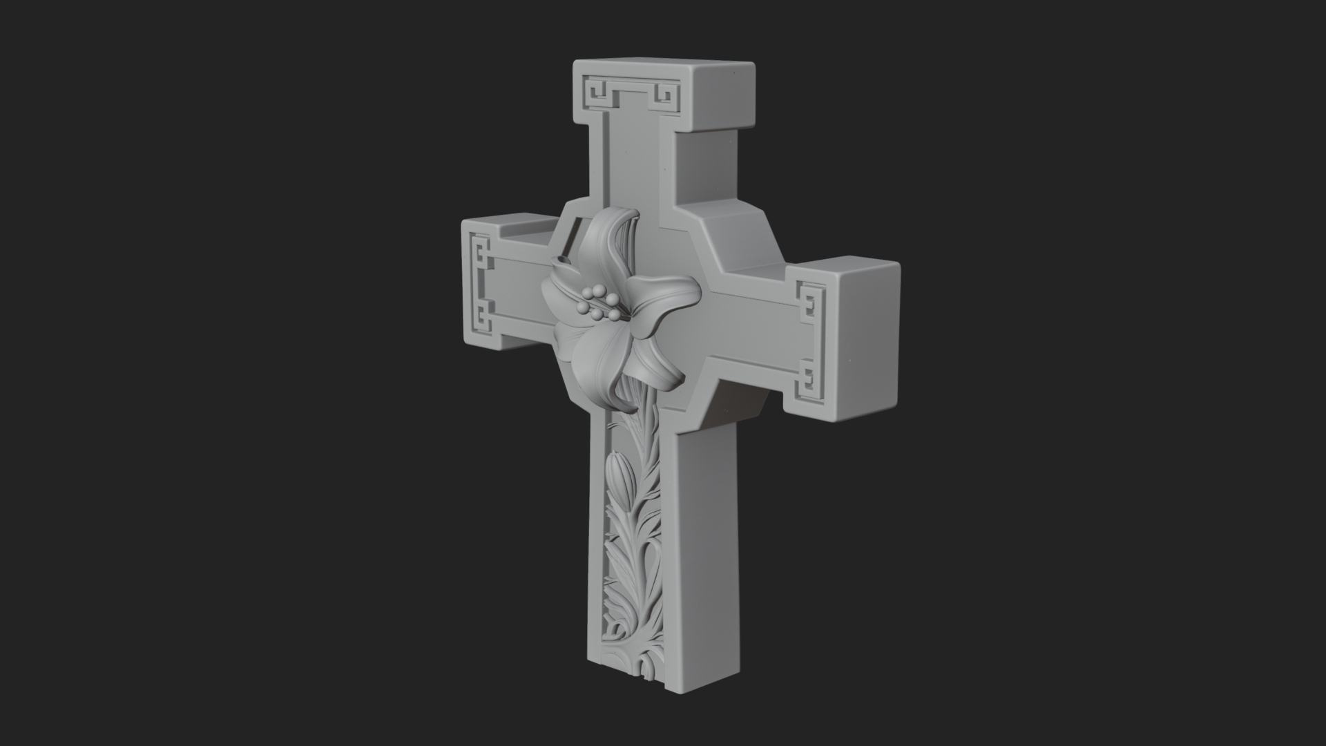 Carved Relief Wall Cross Design 592 3D Print Model 3D Model