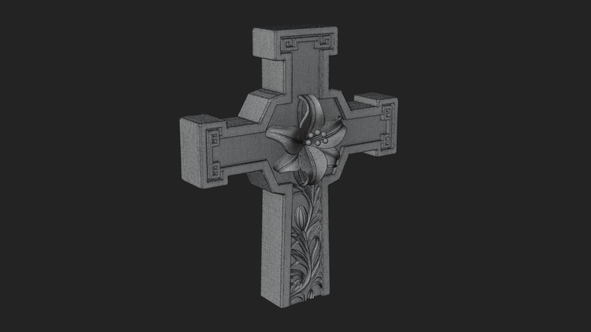 Carved Relief Wall Cross Design 592 3D Print Model 3D Model