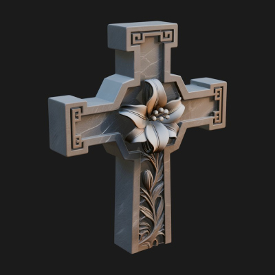 Carved Relief Wall Cross Design 592 3D Print Model