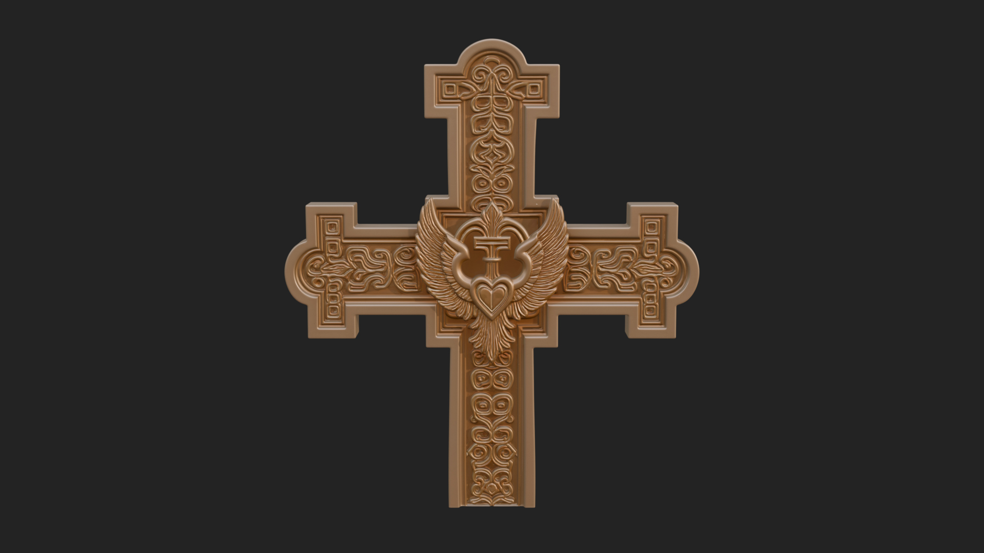 Carved Relief Wall Cross Design 6 3D Print Model 3D Model