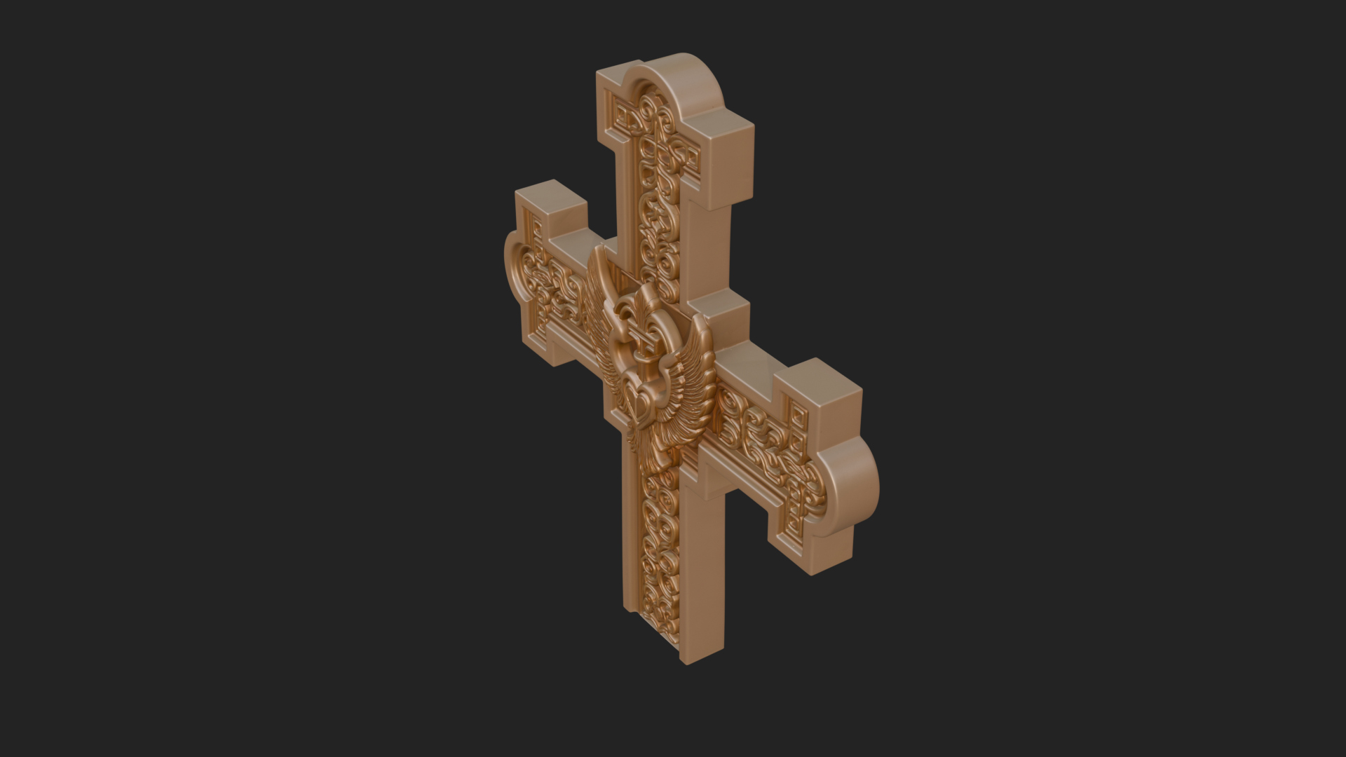 Carved Relief Wall Cross Design 6 3D Print Model 3D Model