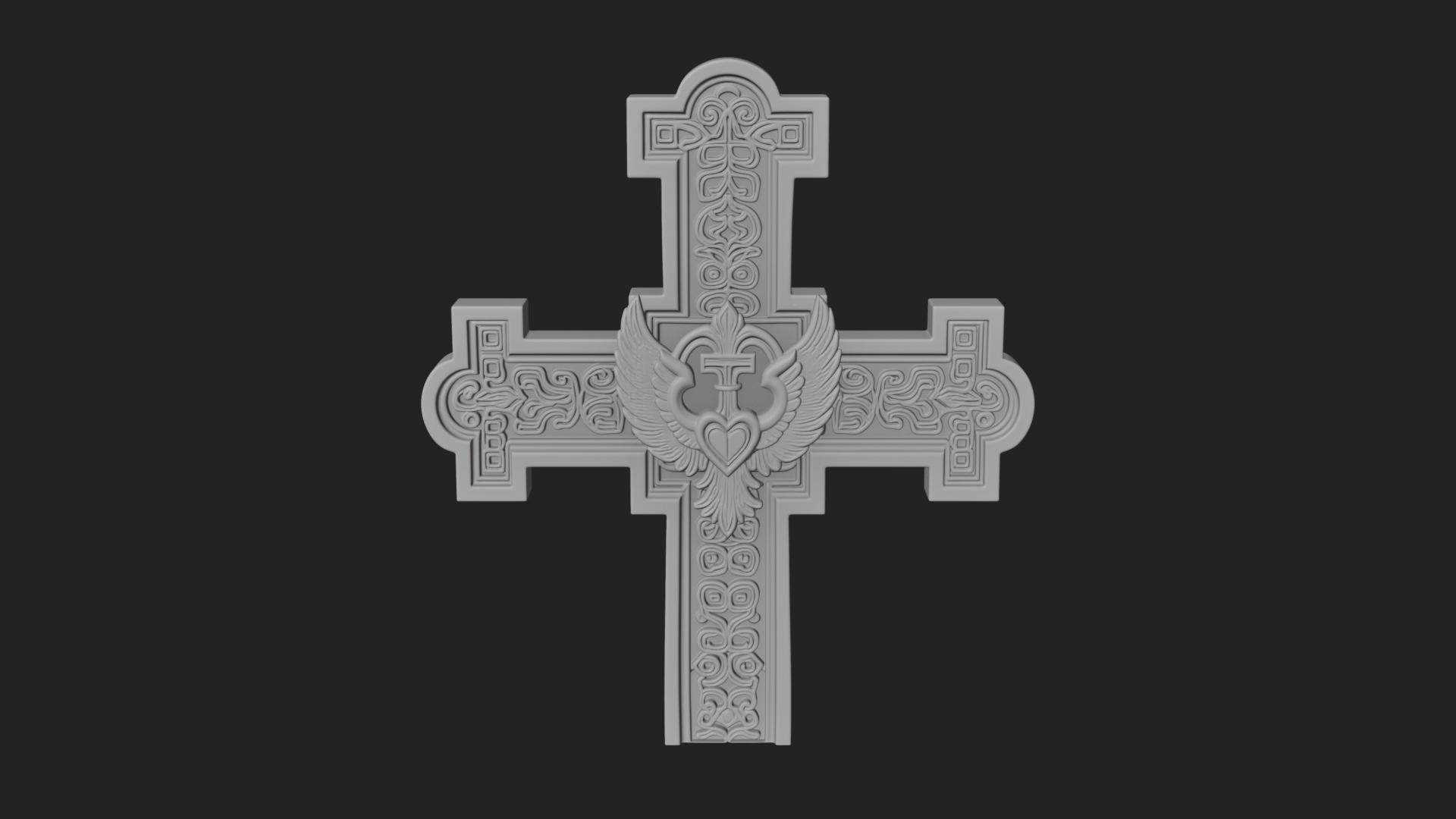 Carved Relief Wall Cross Design 6 3D Print Model 3D Model