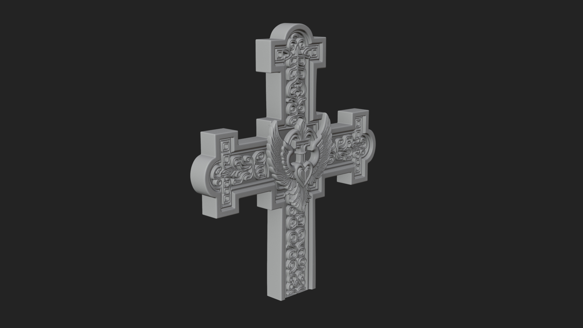 Carved Relief Wall Cross Design 6 3D Print Model 3D Model