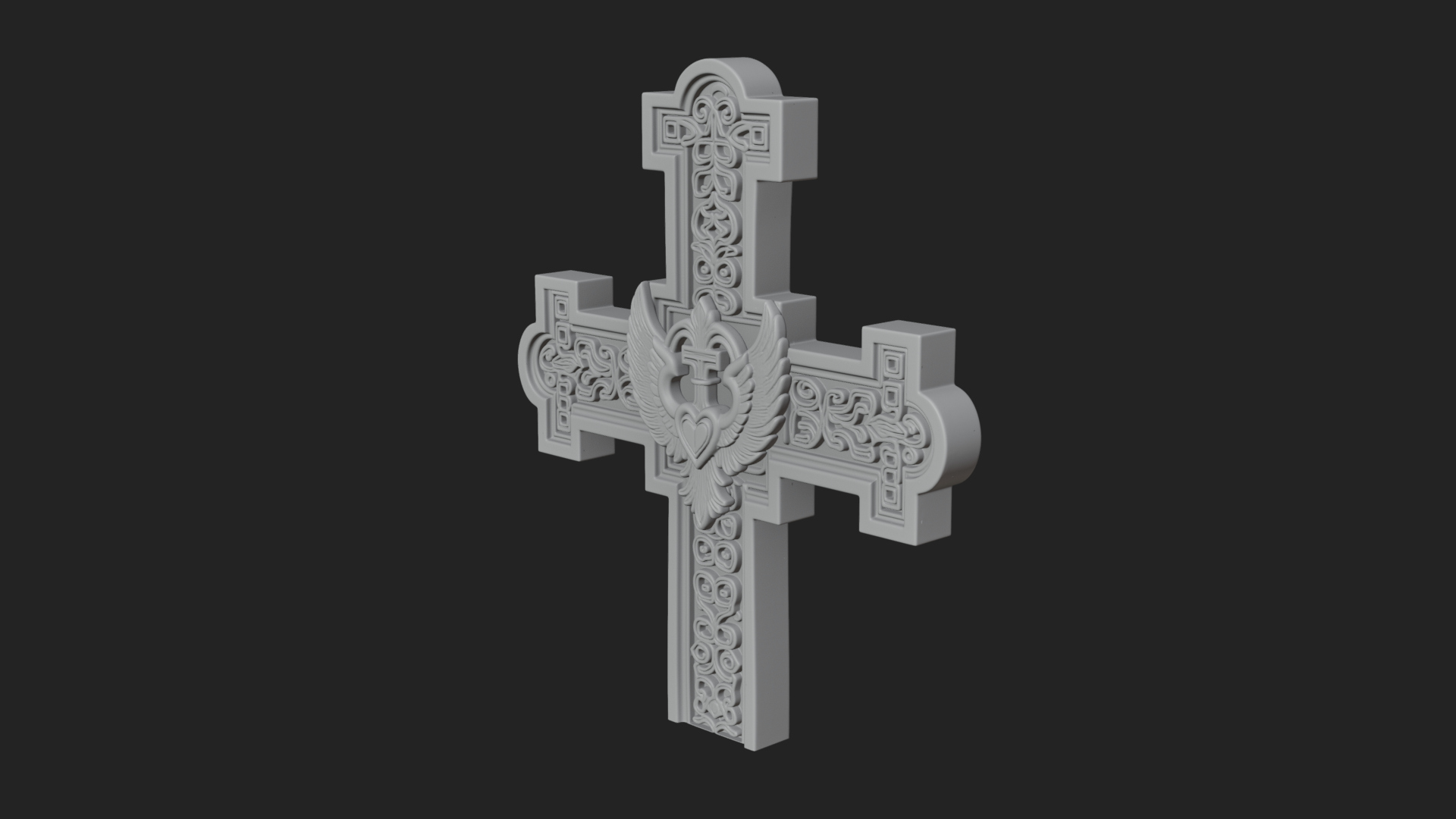 Carved Relief Wall Cross Design 6 3D Print Model 3D Model