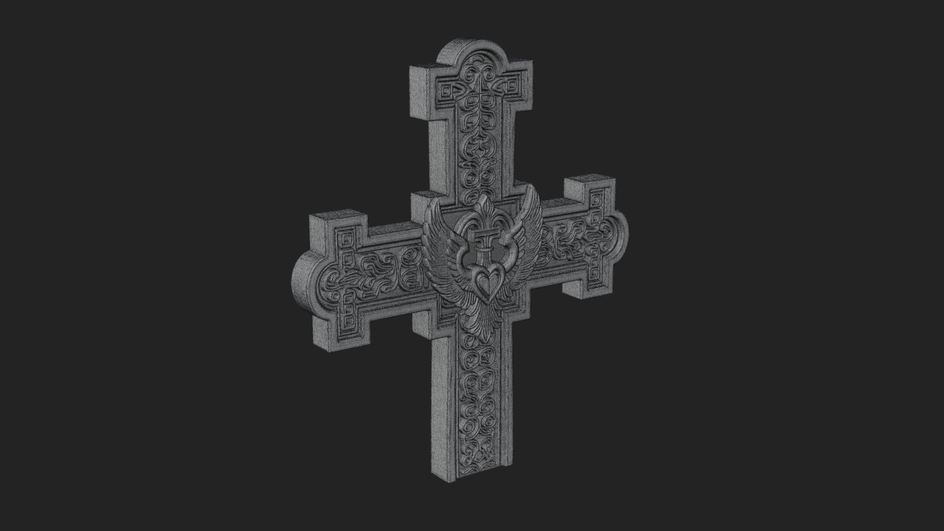 Carved Relief Wall Cross Design 6 3D Print Model 3D Model