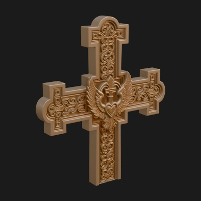 Carved Relief Wall Cross Design 6 3D Print Model