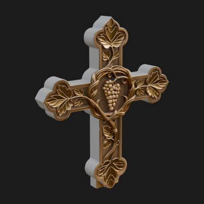 Carved Relief Wall Cross Design 64 3D Print Model
