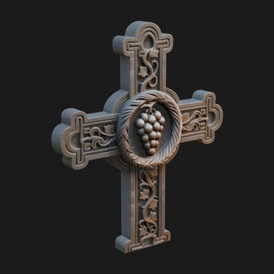 Carved Relief Wall Cross Design 65 3D Print Model