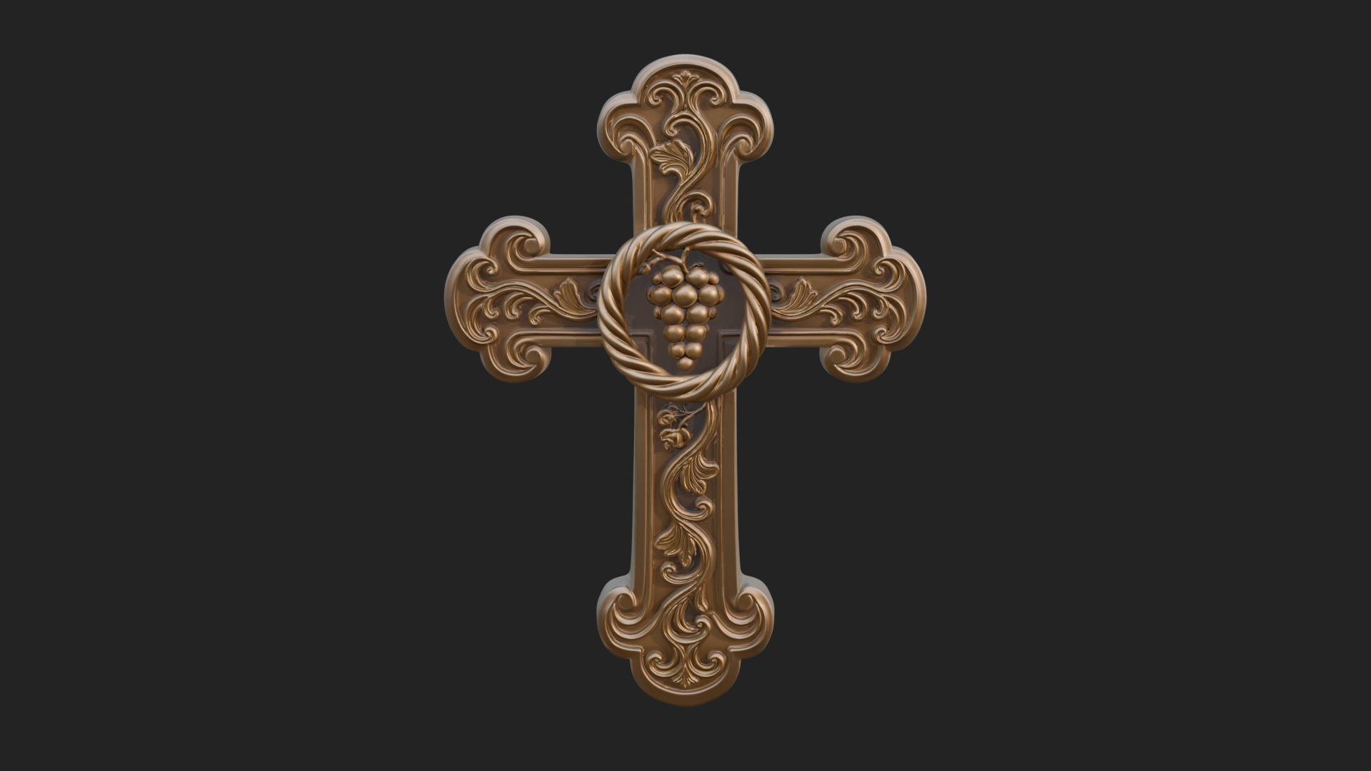 Carved Relief Wall Cross Design 66 3D Print Model 3D Model