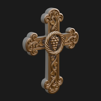 Carved Relief Wall Cross Design 66 3D Print Model