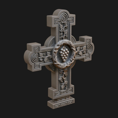 Carved Relief Wall Cross Design 67 3D Print Model