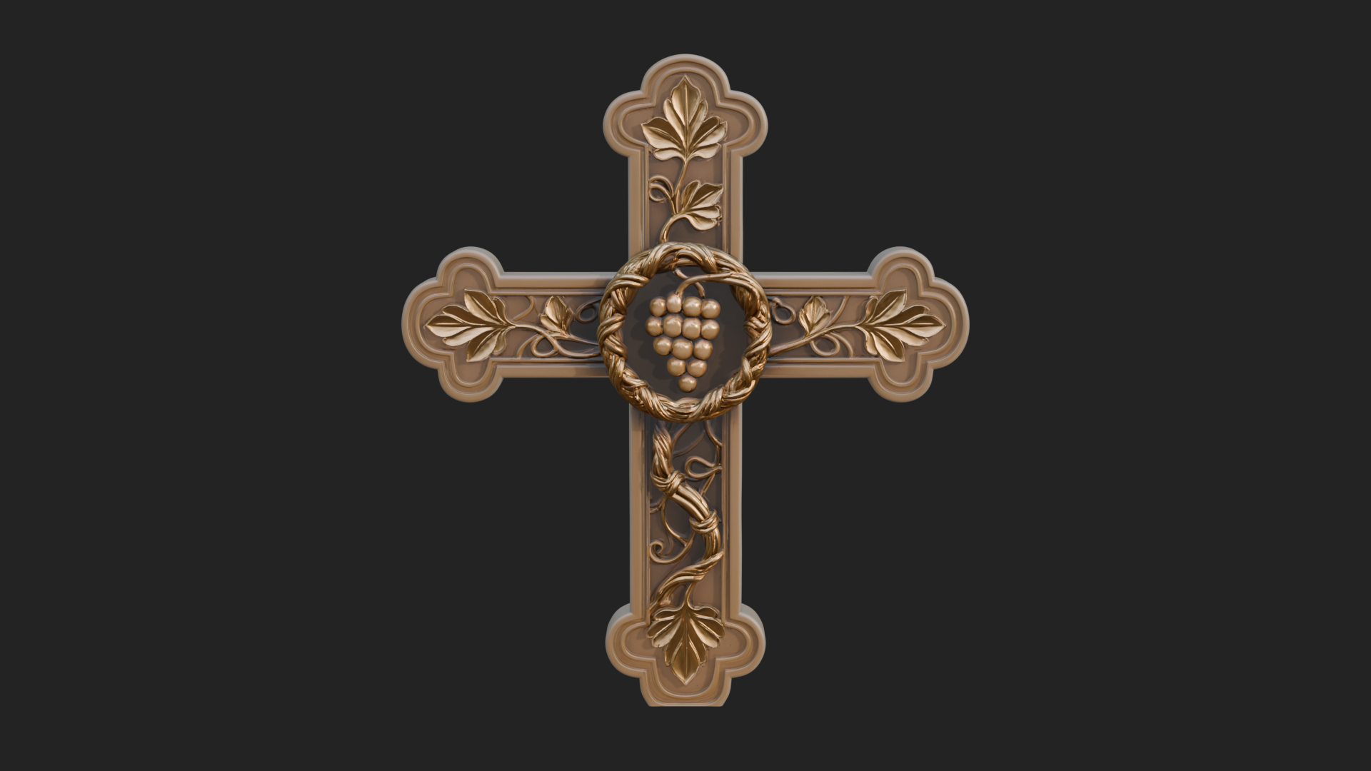 Carved Relief Wall Cross Design 68 3D Print Model 3D Model