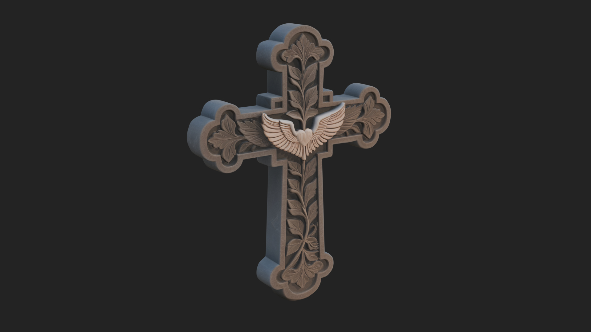 Carved Relief Wall Cross Design 7 3D Print Model 3D Model