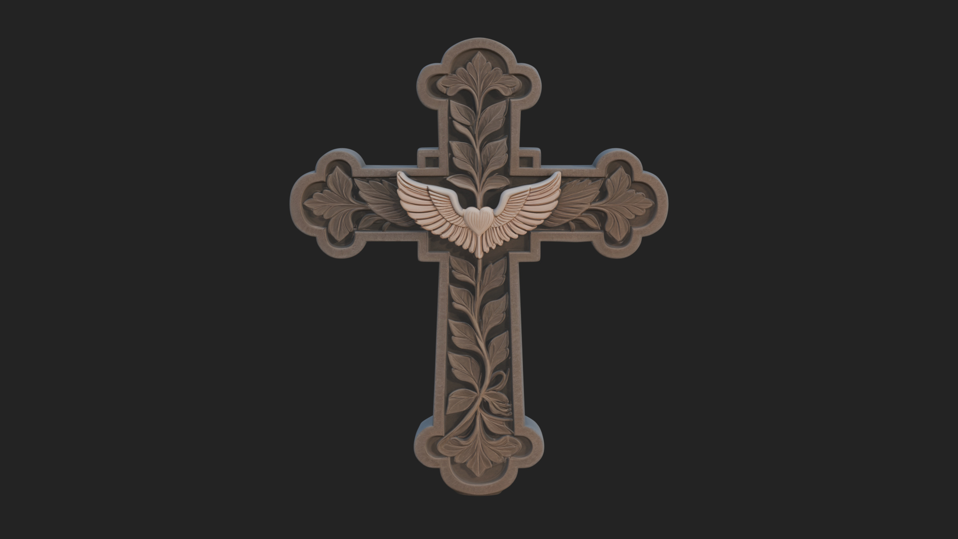 Carved Relief Wall Cross Design 7 3D Print Model 3D Model