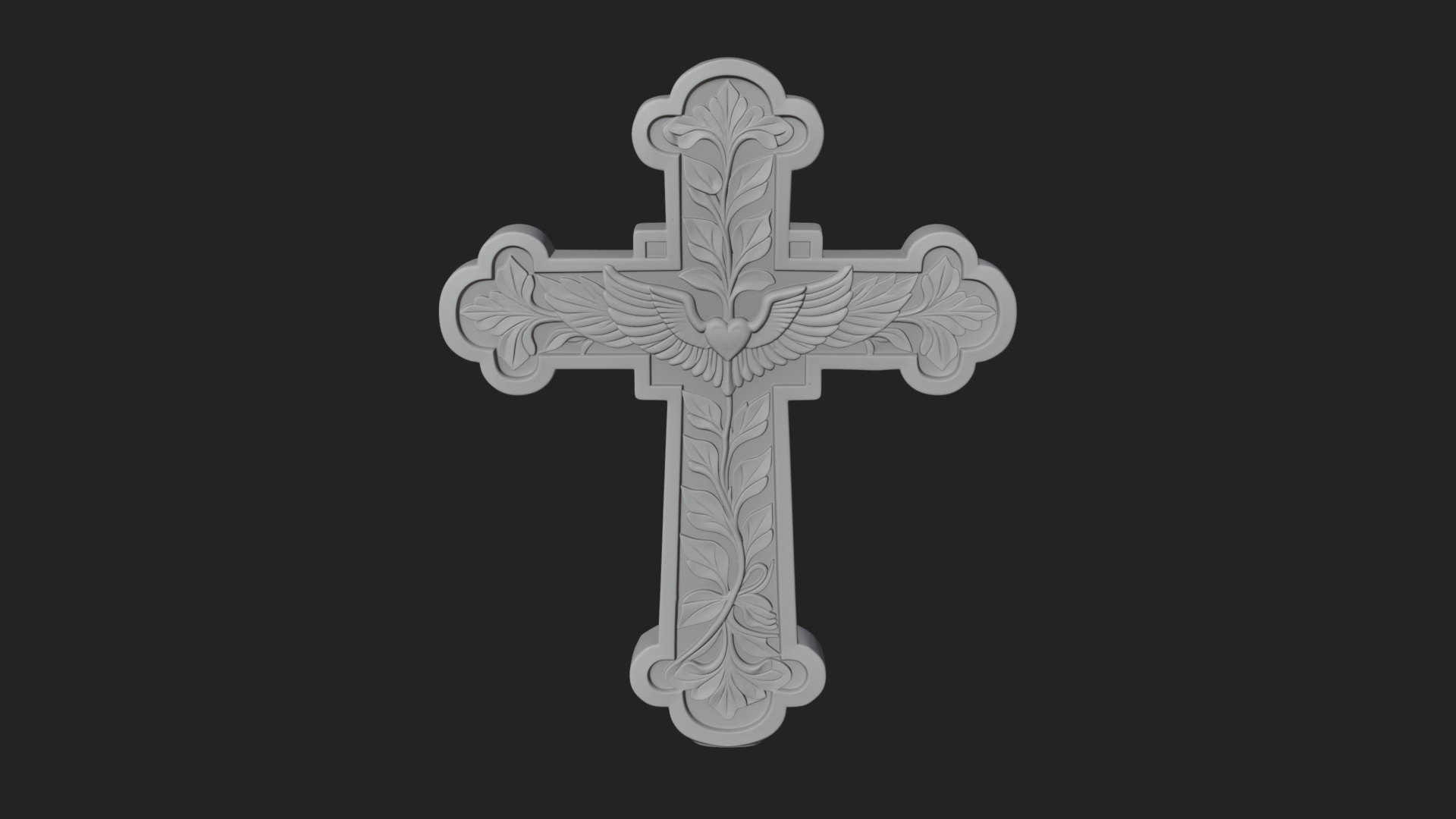 Carved Relief Wall Cross Design 7 3D Print Model 3D Model