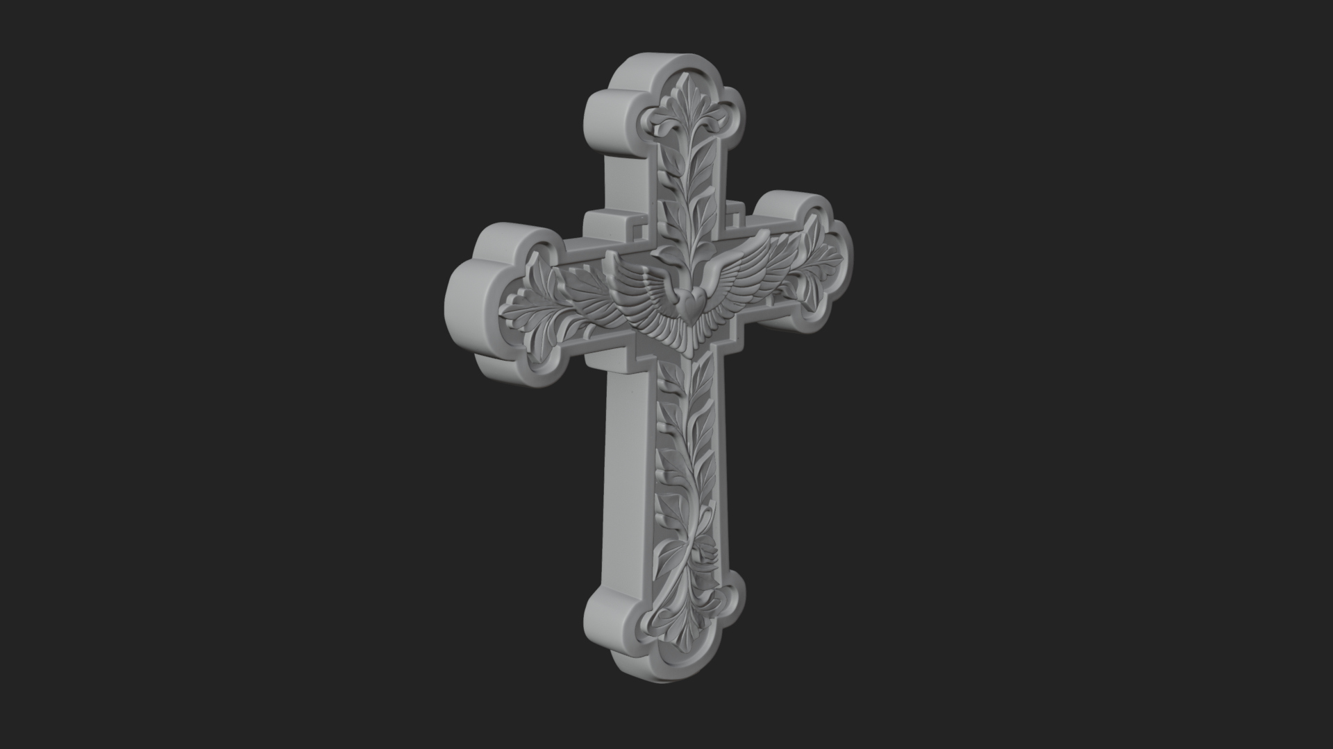 Carved Relief Wall Cross Design 7 3D Print Model 3D Model