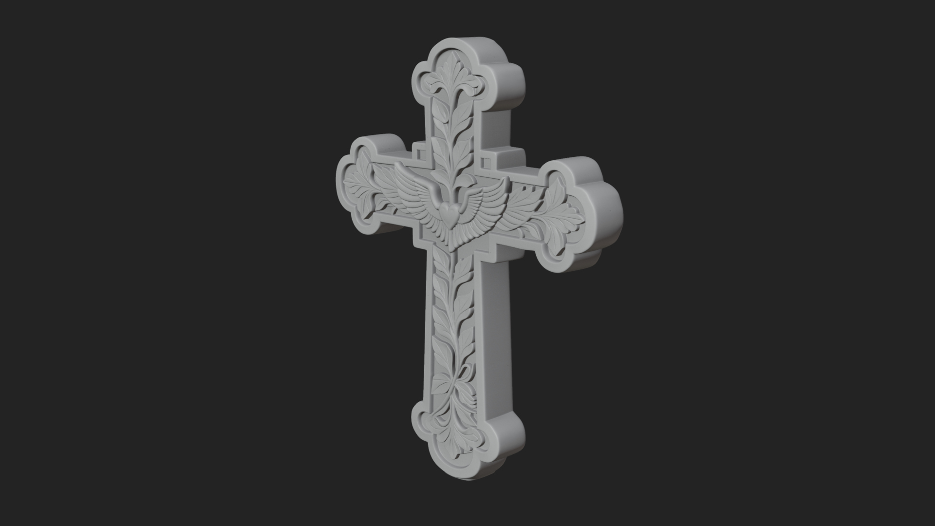 Carved Relief Wall Cross Design 7 3D Print Model 3D Model