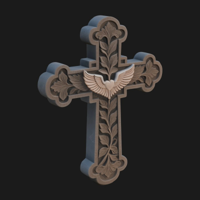 Carved Relief Wall Cross Design 7 3D Print Model