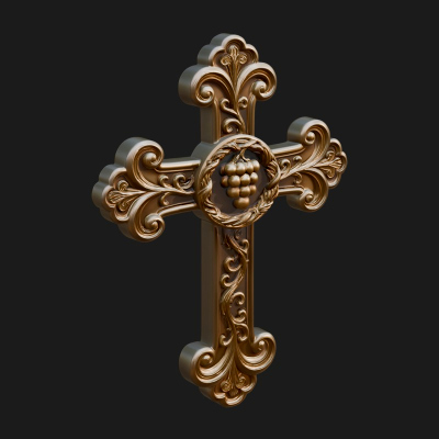 Carved Relief Wall Cross Design 70 3D Print Model