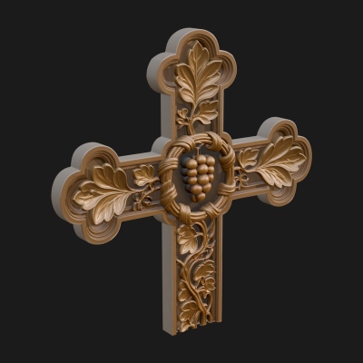 Carved Relief Wall Cross Design 71 3D Print Model