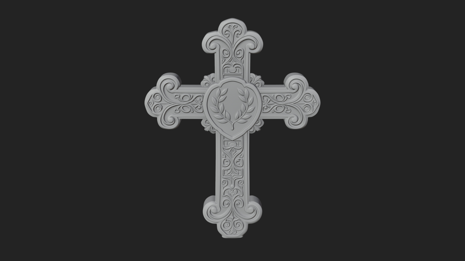 Carved Relief Wall Cross Design 73 3D Print Model 3D Model