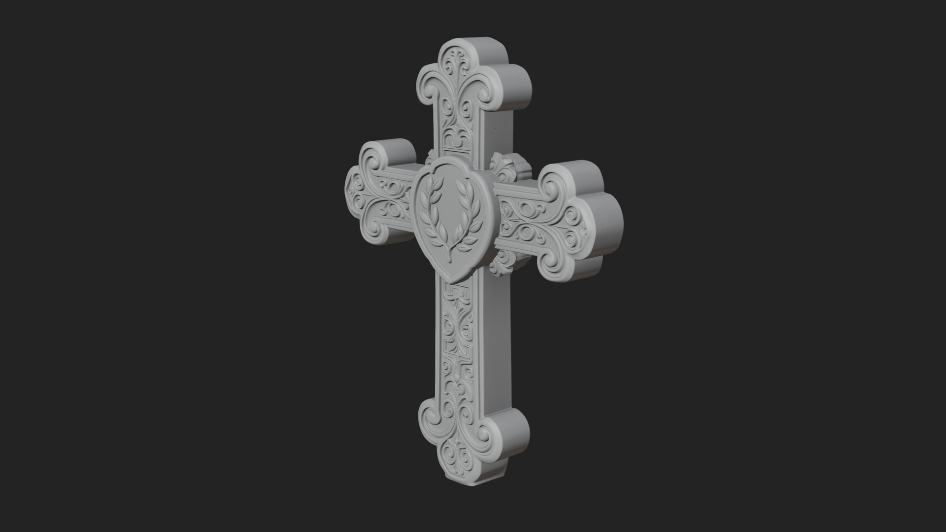 Carved Relief Wall Cross Design 73 3D Print Model 3D Model