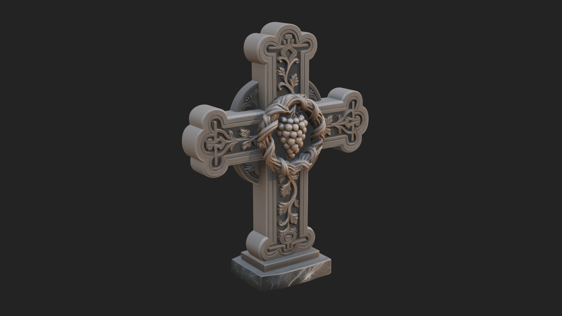 Carved Relief Wall Cross Design 74 3D Print Model 3D Model