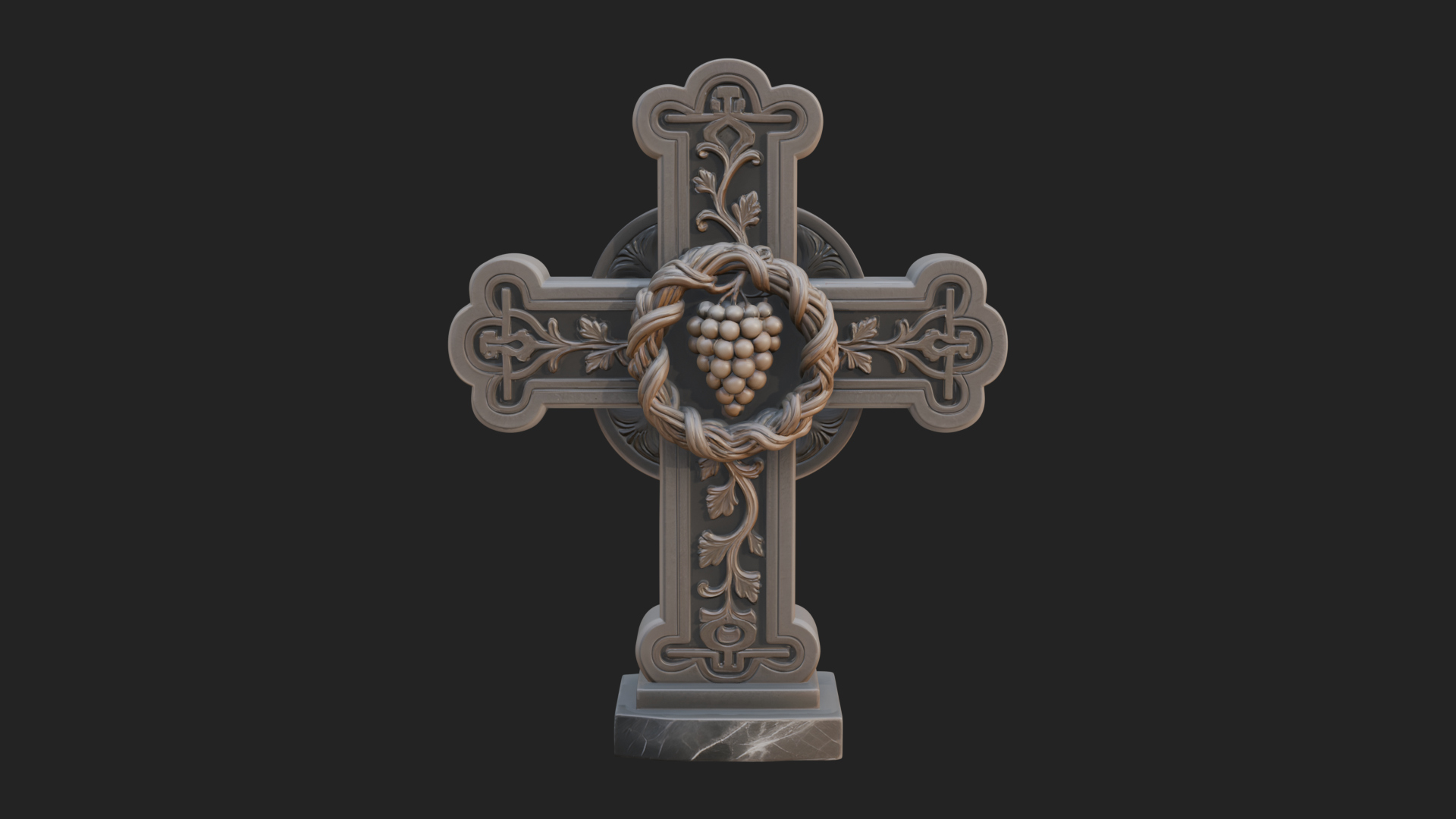 Carved Relief Wall Cross Design 74 3D Print Model 3D Model