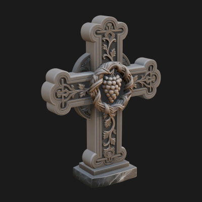 Carved Relief Wall Cross Design 74 3D Print Model