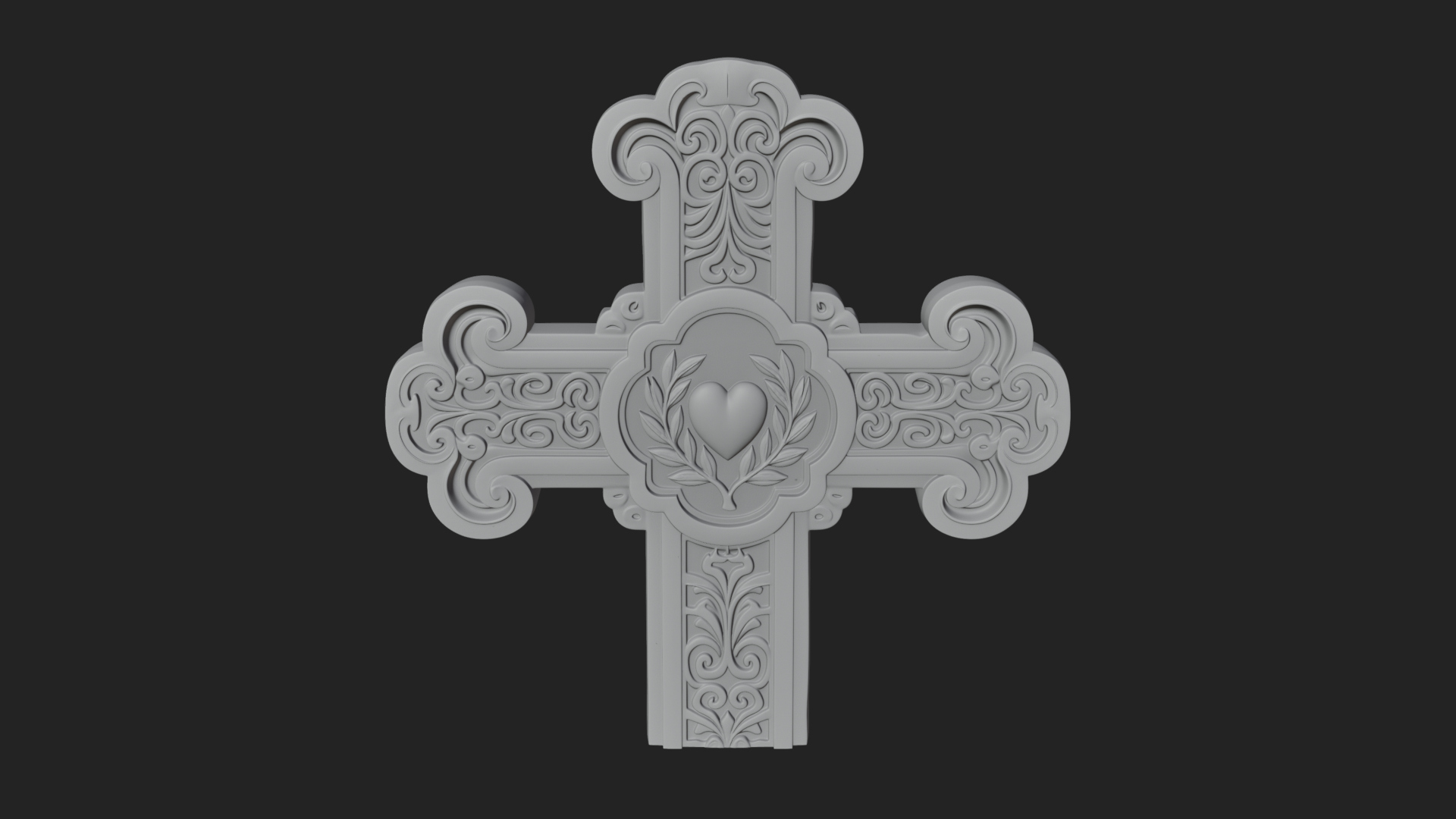 Carved Relief Wall Cross Design 78 3D Print Model 3D Model
