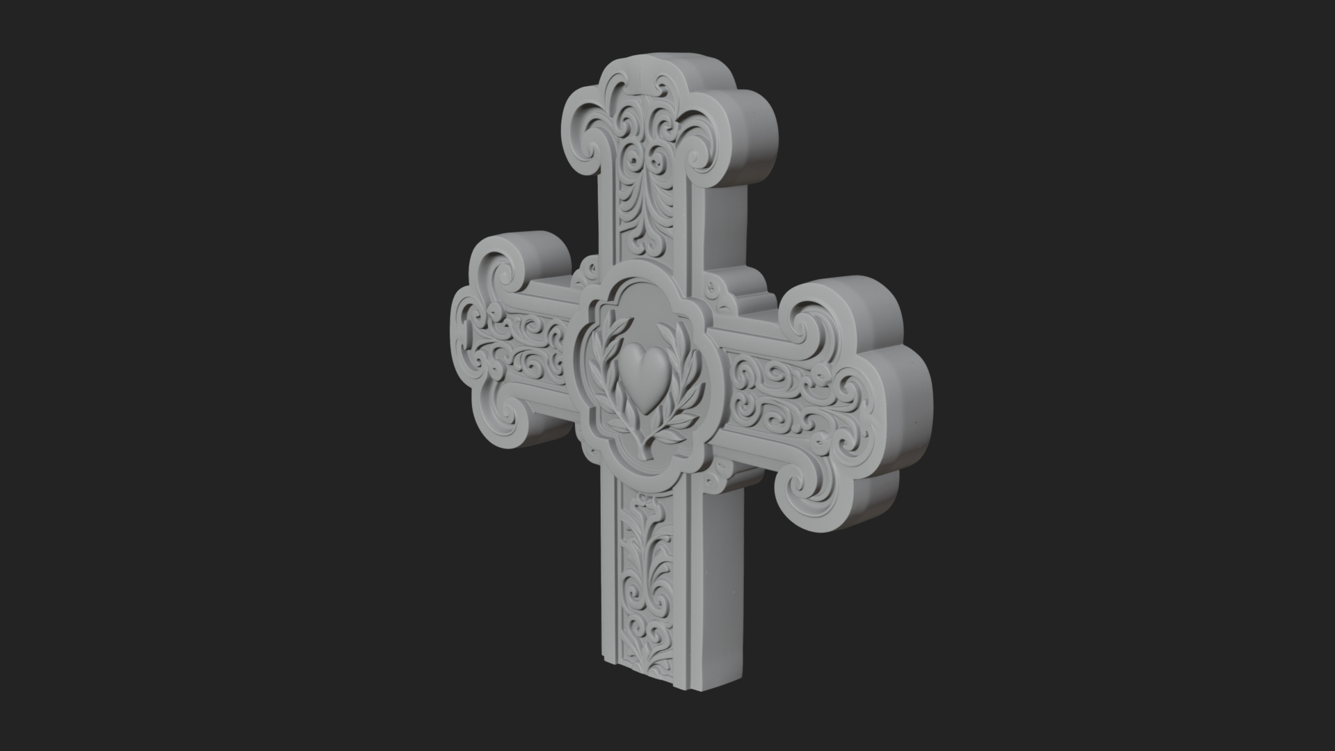 Carved Relief Wall Cross Design 78 3D Print Model 3D Model