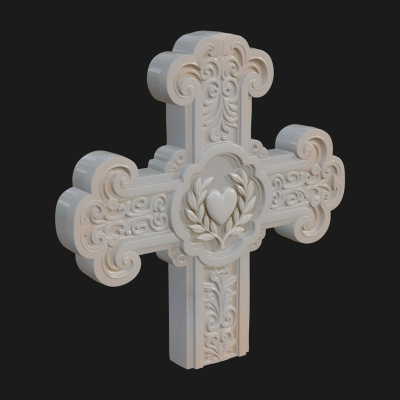 Carved Relief Wall Cross Design 78 3D Print Model