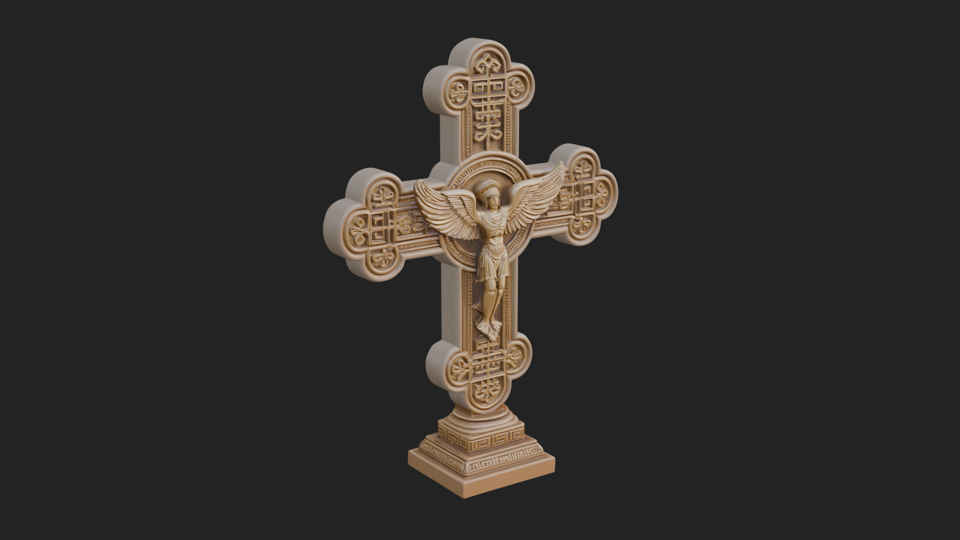 Carved Relief Wall Cross Design 8 3D Print Model 3D Model