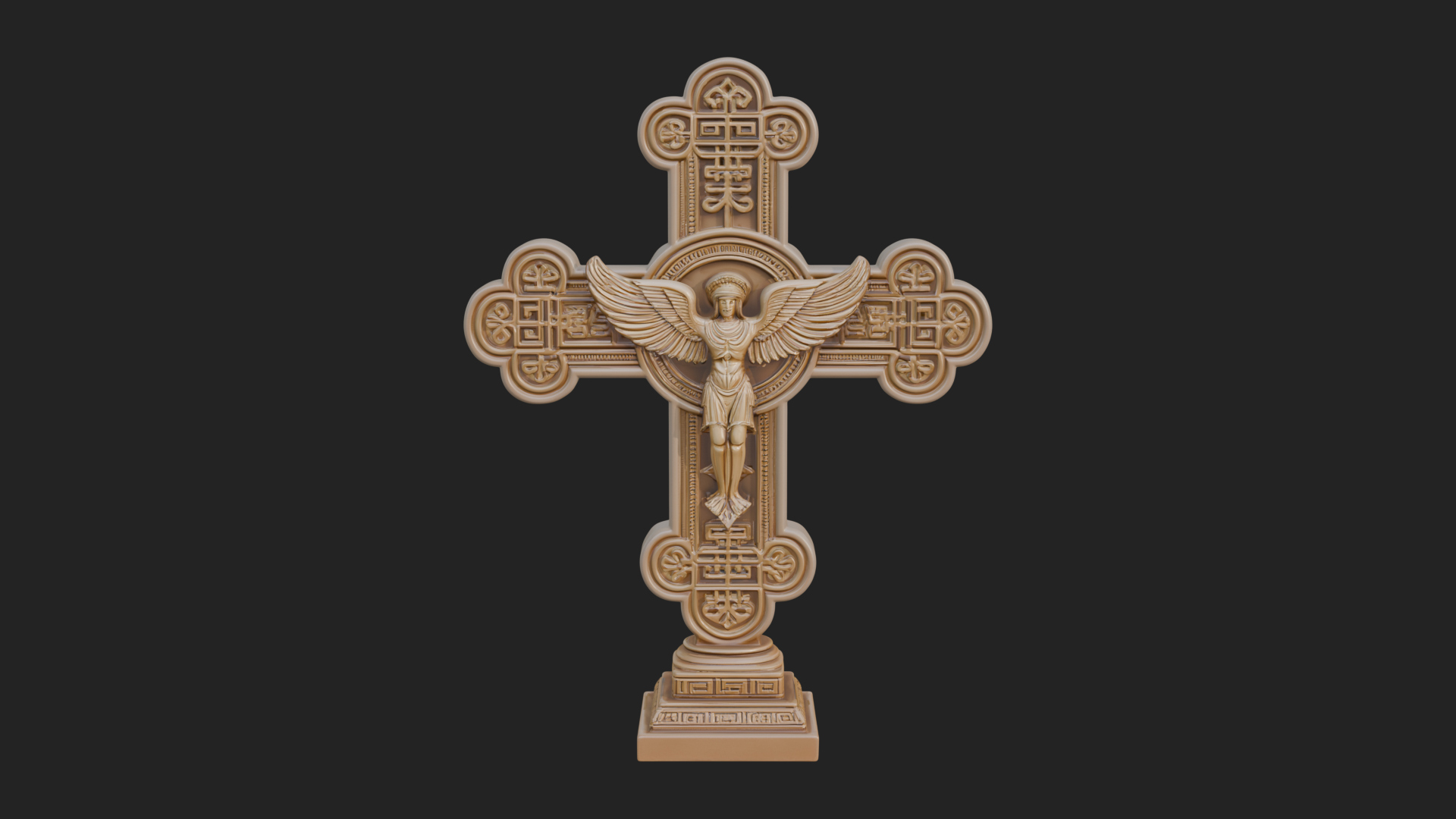 Carved Relief Wall Cross Design 8 3D Print Model 3D Model