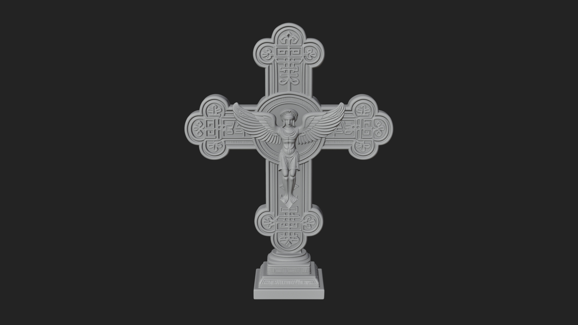 Carved Relief Wall Cross Design 8 3D Print Model 3D Model