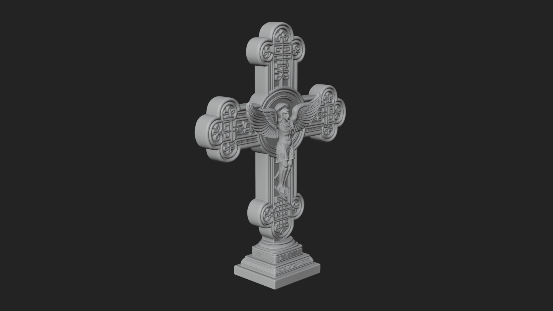 Carved Relief Wall Cross Design 8 3D Print Model 3D Model