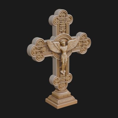 Carved Relief Wall Cross Design 8 3D Print Model