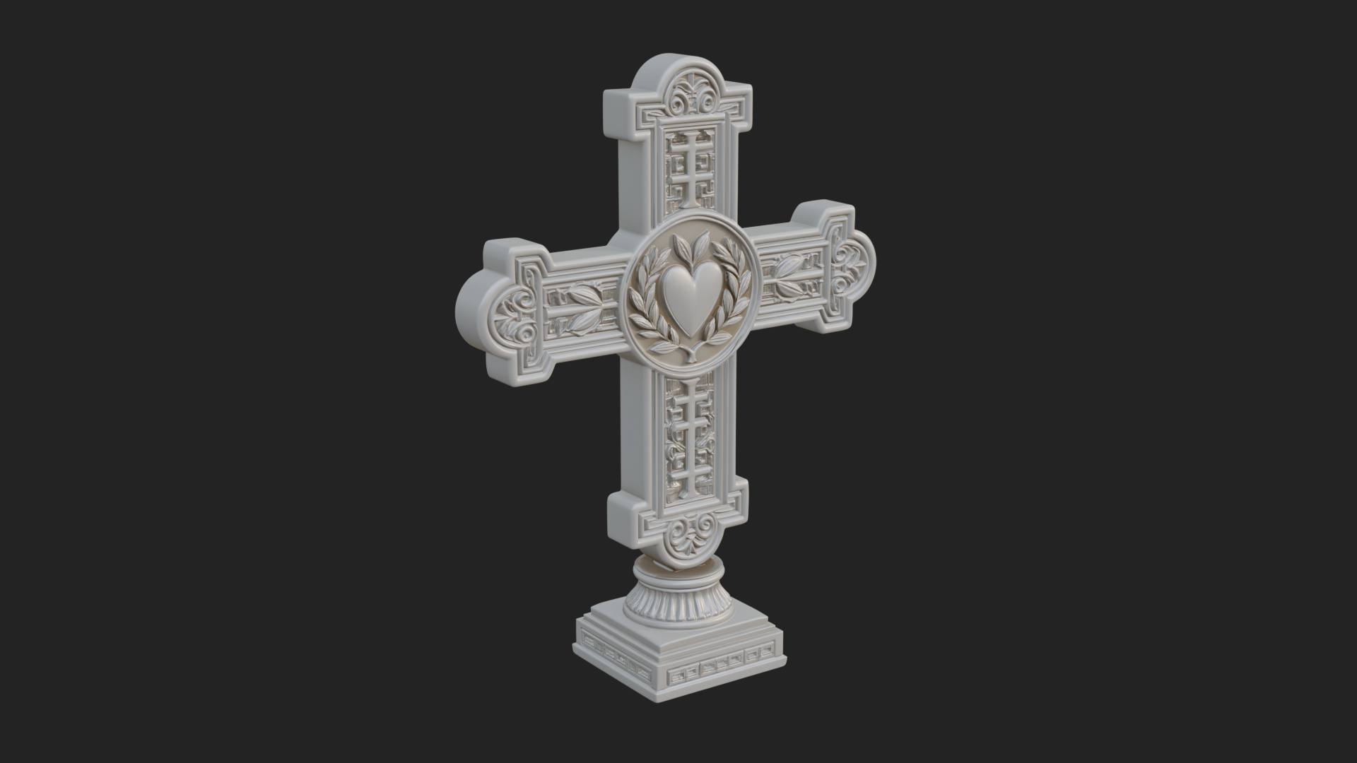 Carved Relief Wall Cross Design 80 3D Print Model 3D Model