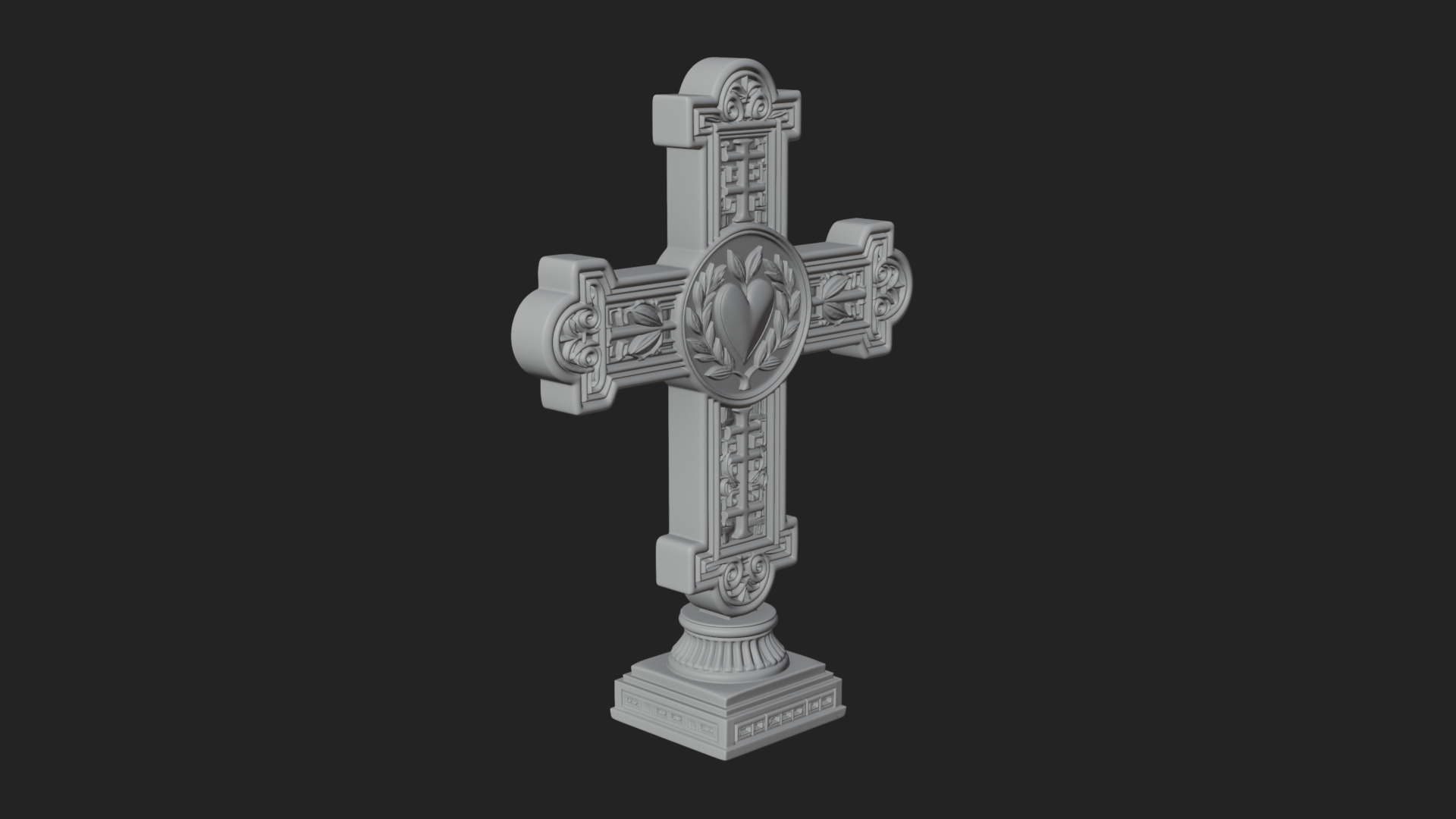 Carved Relief Wall Cross Design 80 3D Print Model 3D Model