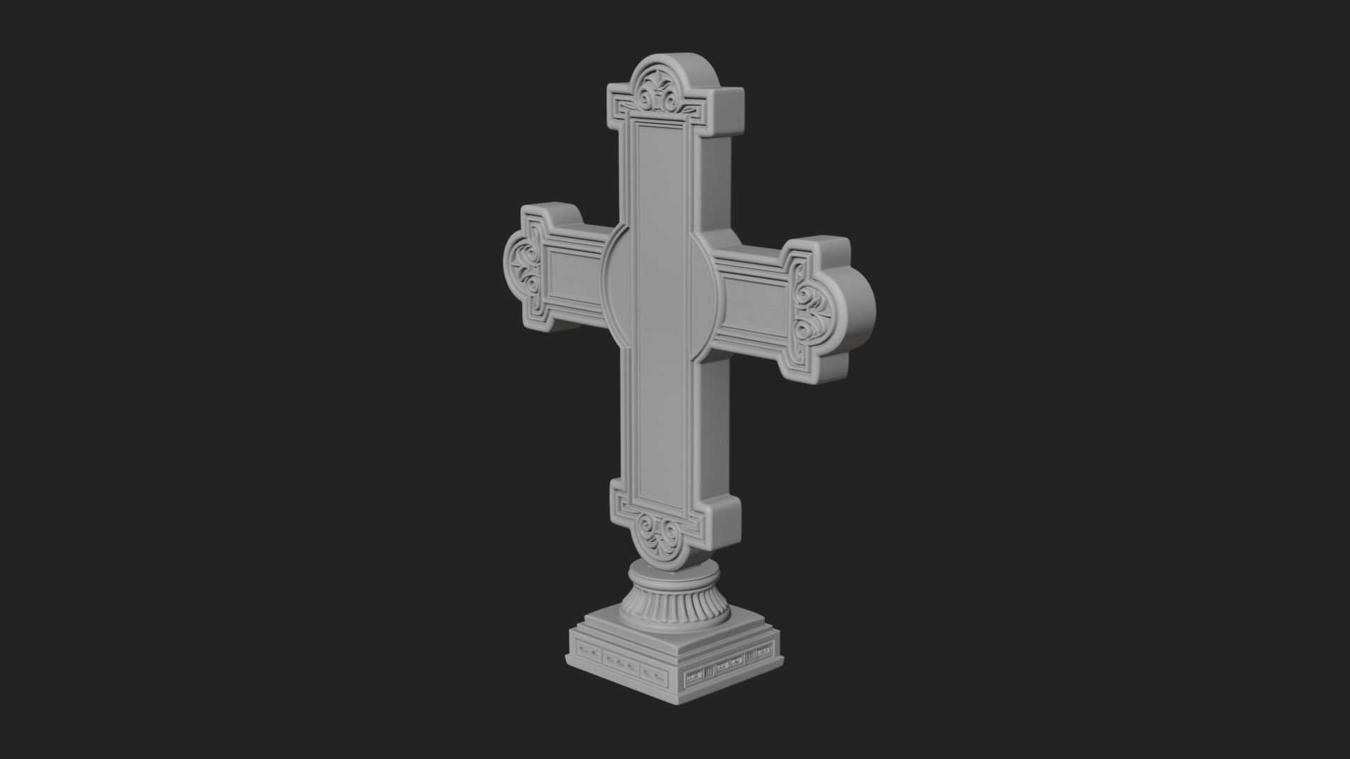 Carved Relief Wall Cross Design 80 3D Print Model 3D Model