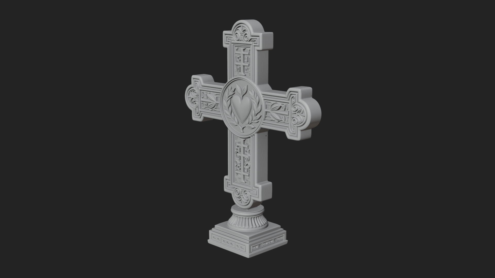 Carved Relief Wall Cross Design 80 3D Print Model 3D Model
