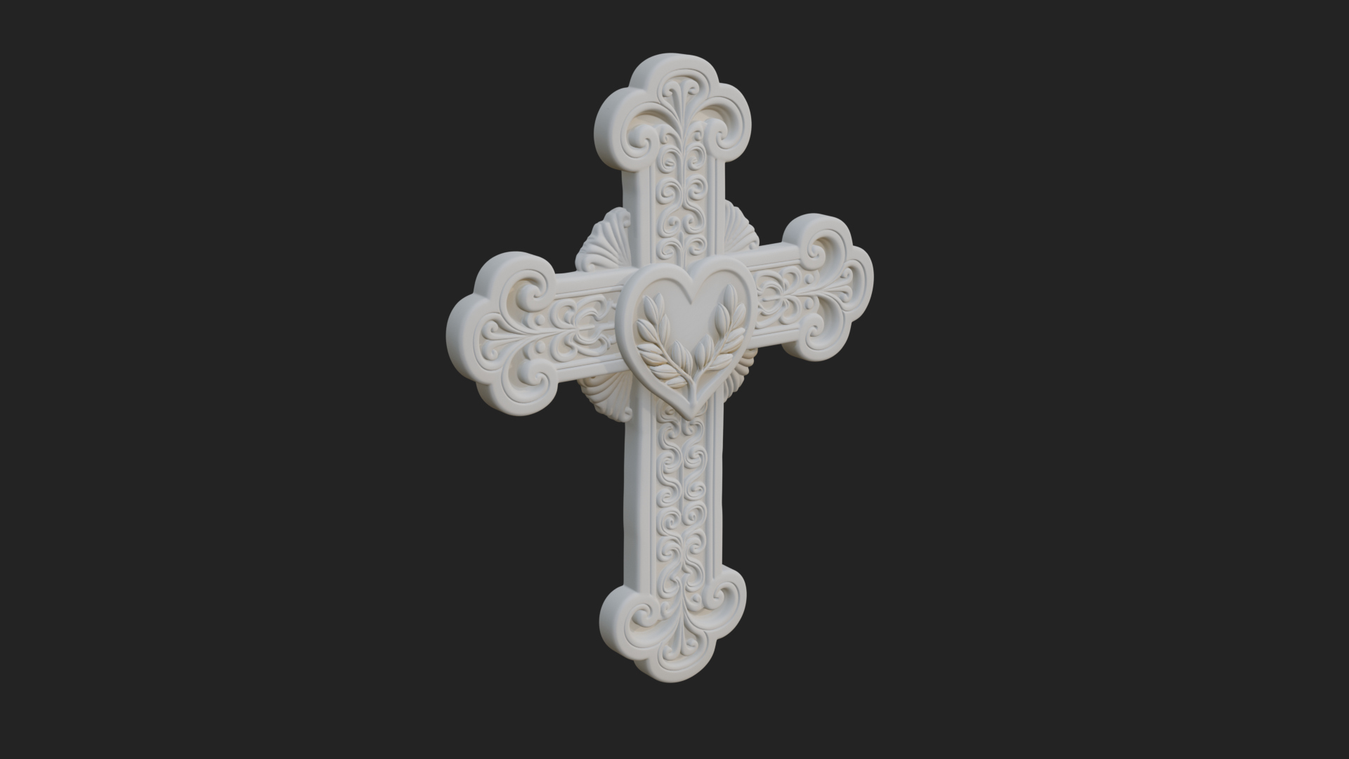 Carved Relief Wall Cross Design 82 3D Print Model 3D Model